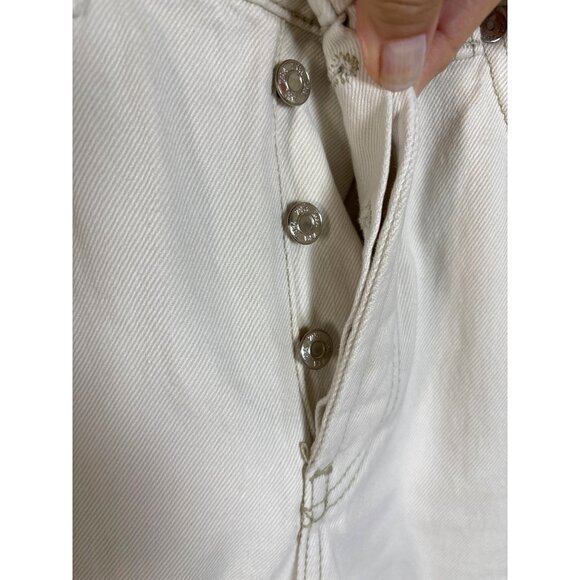 Zara Off White Jeans Size 4‎ High Waist Straight Leg Button Fly Cotton Raw Hem - Picture 4 of 9